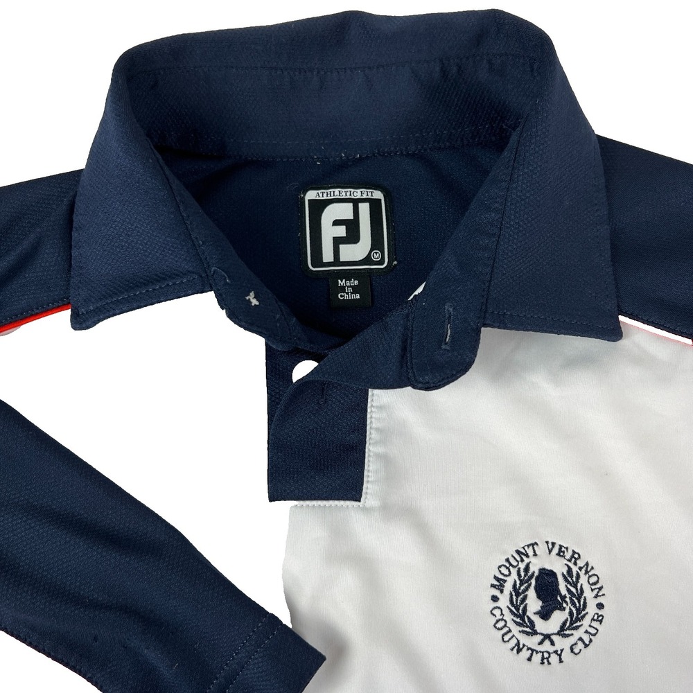 FootJoy Shirt Men's  White Blue Red  Golf Polo Mount Vernon‎ Country Club M